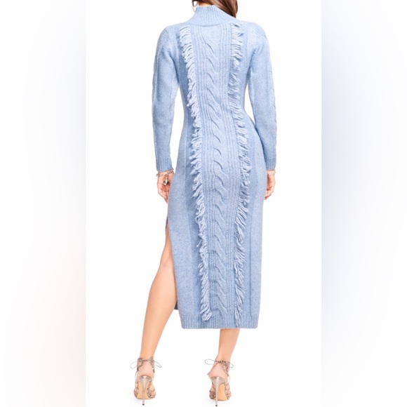 Ramy Brook Charlee Blue Long Sleeve Maxi Sweater Knit Dress - Picture 2 of 4